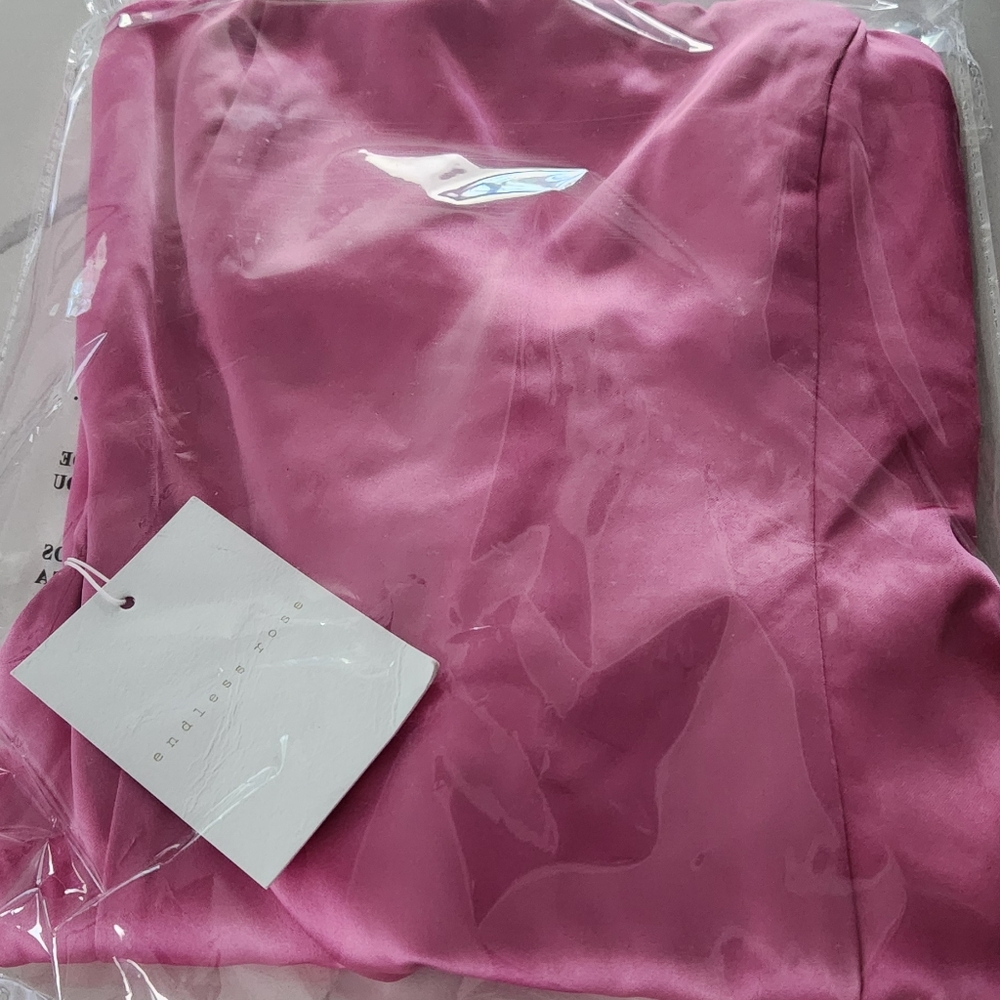 Endless Rose - Satin Cross Spaghetti Tie Mini Dress - Berry Pink - Picture 10 of 10